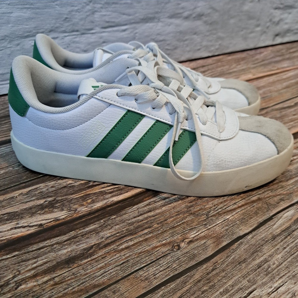 Adidas VL Court 3.0 Mens Sneakers White Green Leather Low Top ID9069 Size 9.5 - Picture 4 of 8